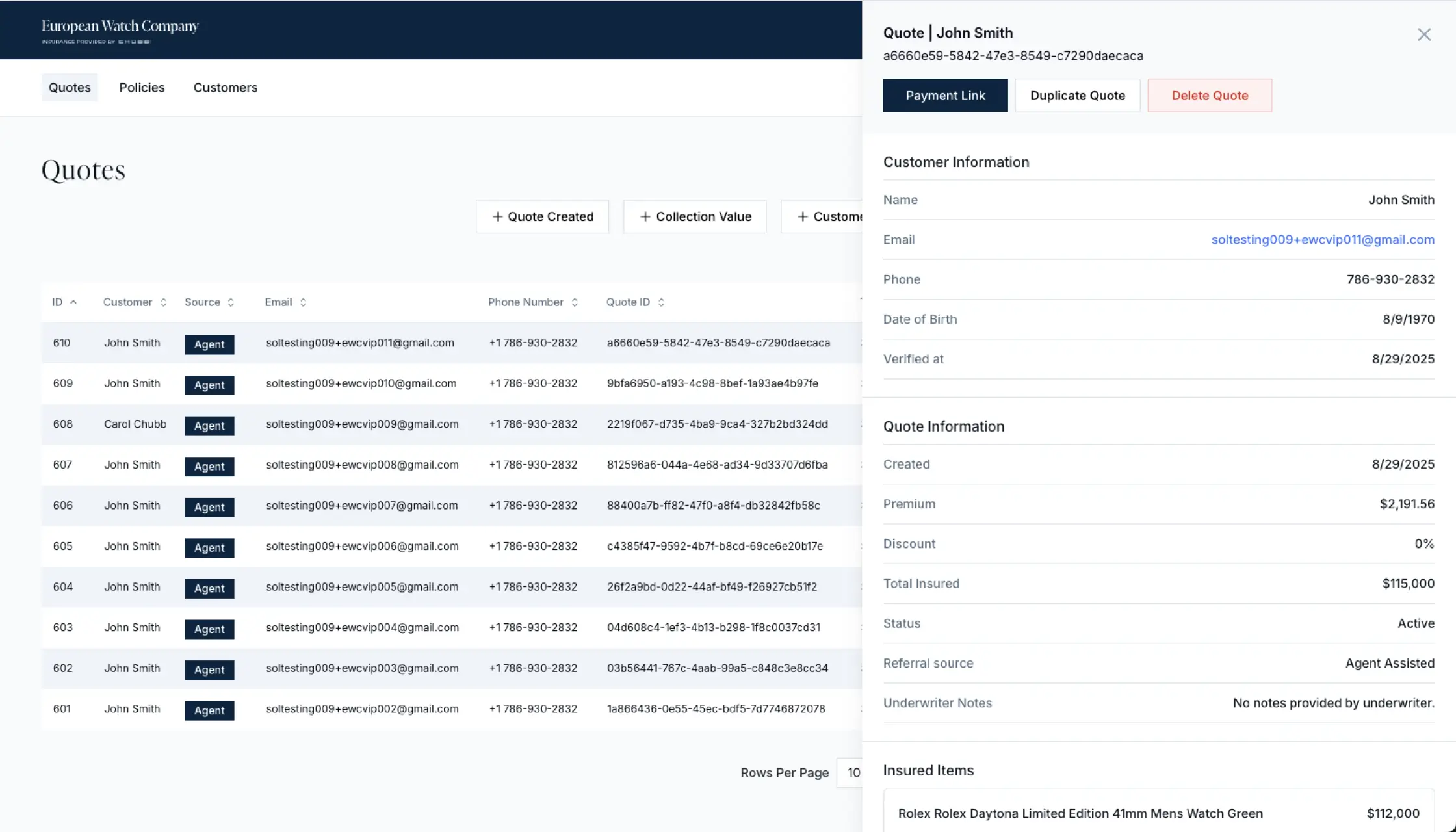 System diagrams of EWC's insurance platform